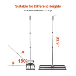 Nurmikon tasoitusharja ruostumaton teräs ja alumiiniseos 254 millimetriä leveä pohjalevy