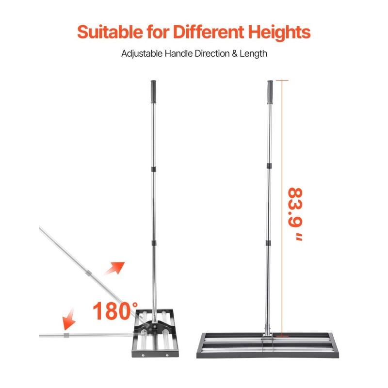 Nurmikon tasoitusharja ruostumaton teräs ja alumiiniseos 254 millimetriä leveä pohjalevy