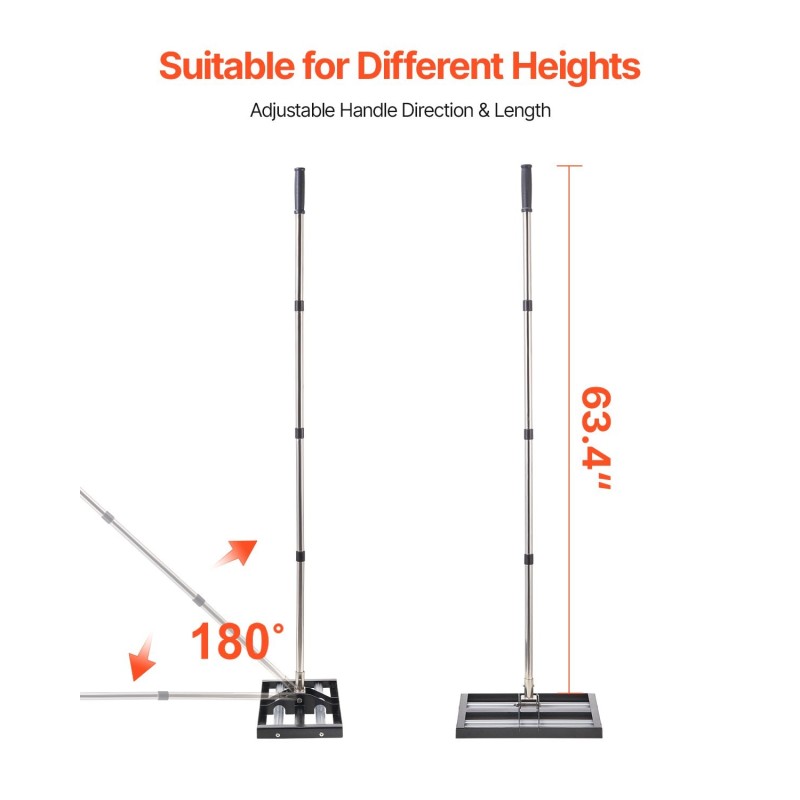 Nurmen tasoitushara ruostumaton teräs alumiiniseos 431x254 mm säädettävä 1610 mm varsi