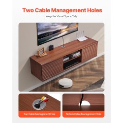 Seinälle kiinnitettävä TV-taso pähkinä E1-lastulevy ja MDF 1520 mm kaksi liukuovea