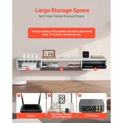 Seinäkiinnitteinen leijuvapaneelinen TV-taso 55-tuumainen E1-lastulevy valkoinen puunsävy