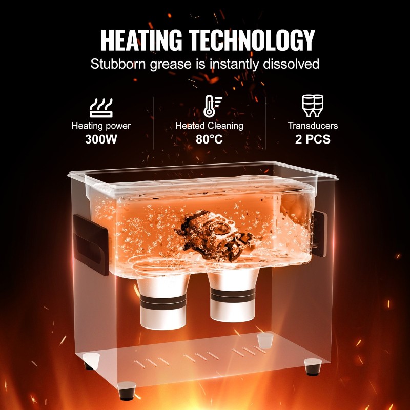 Ultraäänipesuri 3 l ruostumaton teräsallas 40 kHz digitaaliohjaus