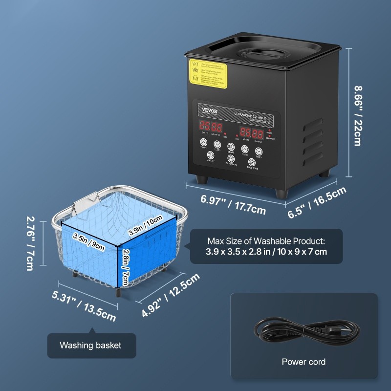 Ultraäänipuhdistin 2L ruostumattomasta teräksestä digitaalisella ohjauspaneelilla koti- ja ammattikäyttöön