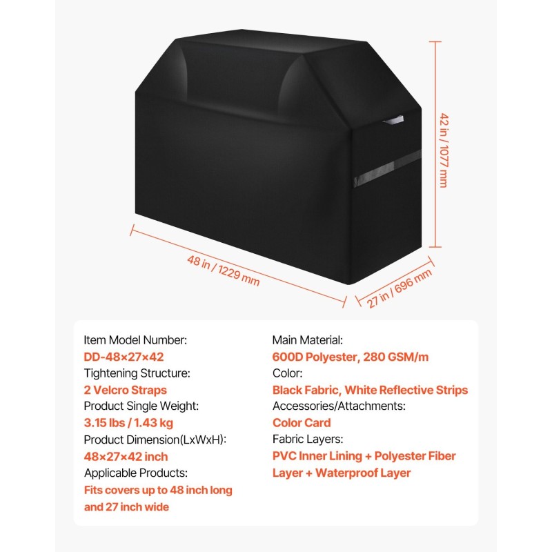 Grillin suojapeite 600D polyesteri vedenpitävä musta 48×27 tuumaa