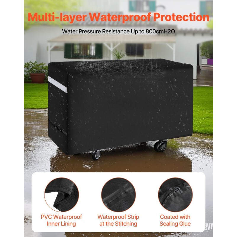 Grillinsuojus ulkogrillille 600D polyesteri vedenpitävä PVC-sisävuori musta heijastinraidat kaksi paria solkia