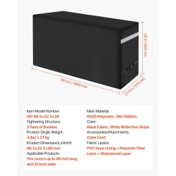 Grillinsuojus ulkogrillille 600D polyesteri vedenpitävä PVC-sisävuori musta heijastinraidat kaksi paria solkia