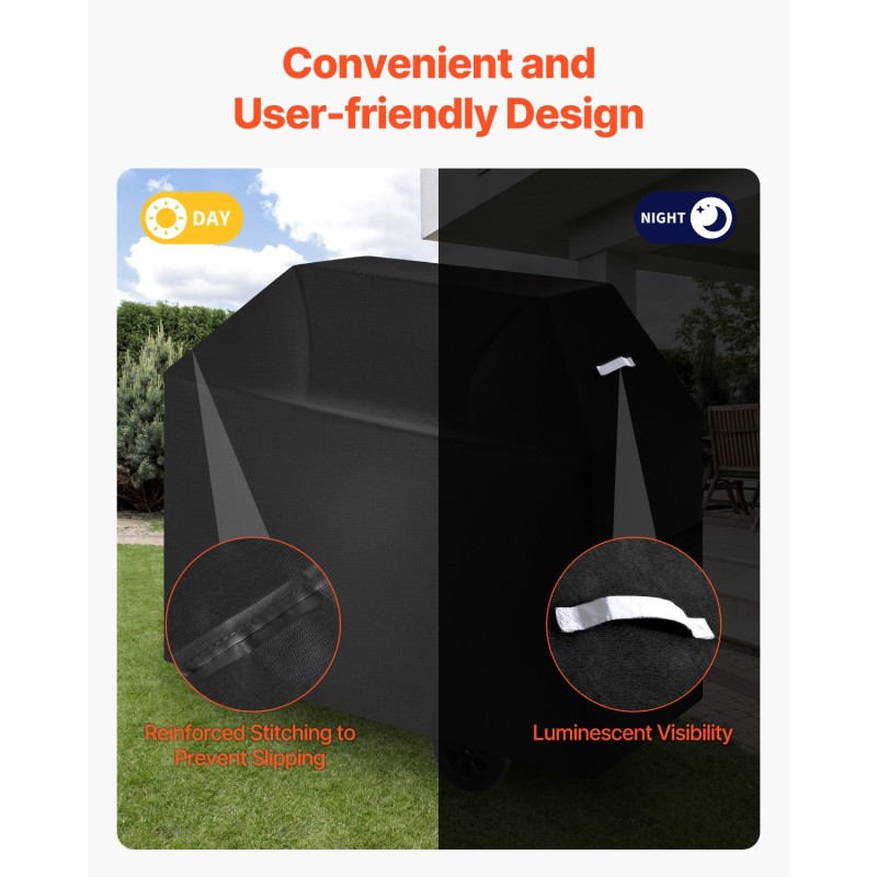 Grillinsuojus 58-tuumainen polyesterikuitu PVC-sisävuori vedenpitävä musta kaasugrilleille