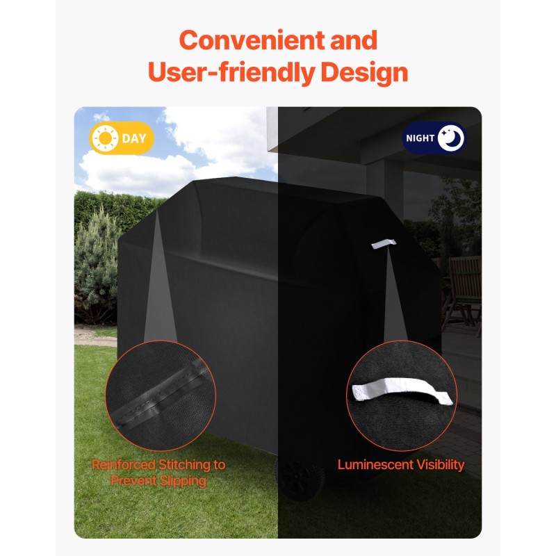 Grillisuoja 600D polyesteri 3-kerroksinen vedenpitävä musta sopii 52-tuumaisille grilleille
