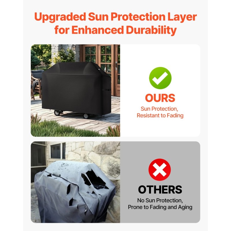 Grillisuoja 600D polyesteri 3-kerroksinen vedenpitävä musta sopii 52-tuumaisille grilleille