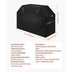 Grillisuoja 600D polyesteri kolmikerroksinen vesitiivis sopii enintään 65 tuuman grilleille tarranauhoilla