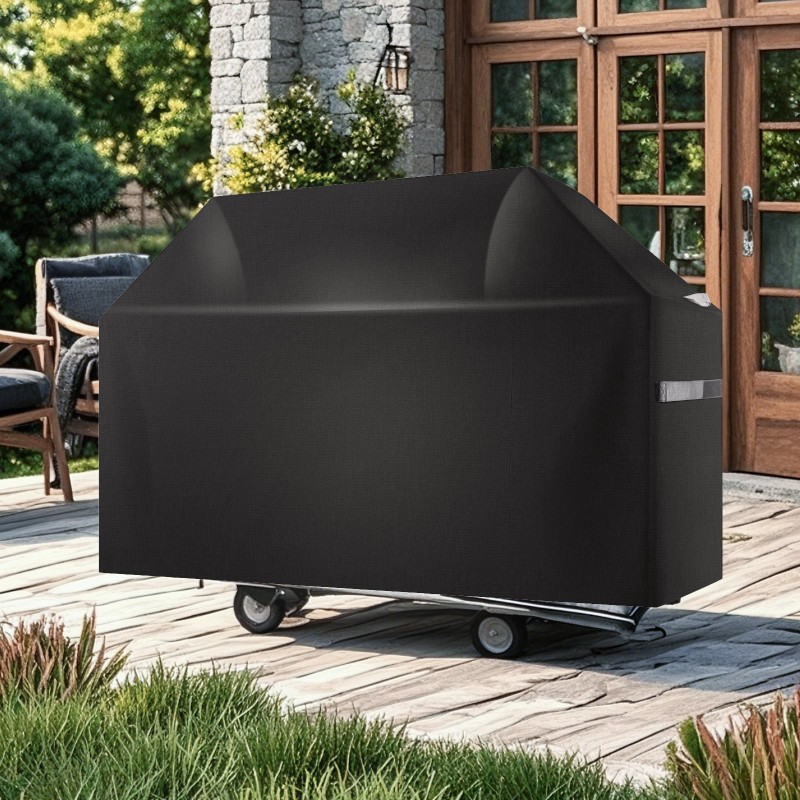 Grillisuoja 600D polyesteri kolmikerroksinen vesitiivis sopii enintään 65 tuuman grilleille tarranauhoilla