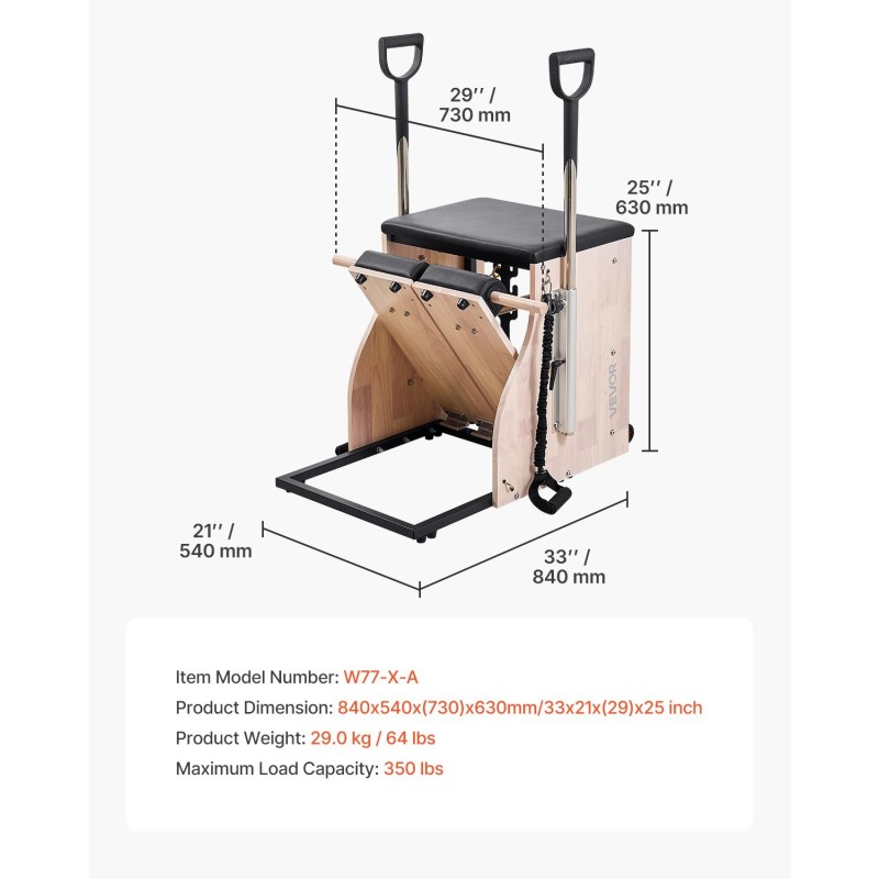 Pilates-tuoli kumipuinen runko neliasteinen jousivastus enimmäiskuorma 350 paunaa kotiin ja studioon