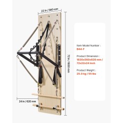 Seinälle asennettava pilates-jousiseinä vaahterapuinen 1830x560 mm 8 säädettävää vastustasoa koti- ja studiokäyttöön