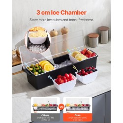 Jäähdytettävä mausteteline 6 lokeroa kunkin tilavuus 500 millilitraa BPA‑vapaa muovi läpinäkyvällä kannella