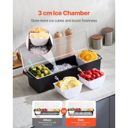 Viilennettävä lisäkeastia 4 lokeroa 800 ml läpinäkyvä kääntökansi BPA-vapaa muovi