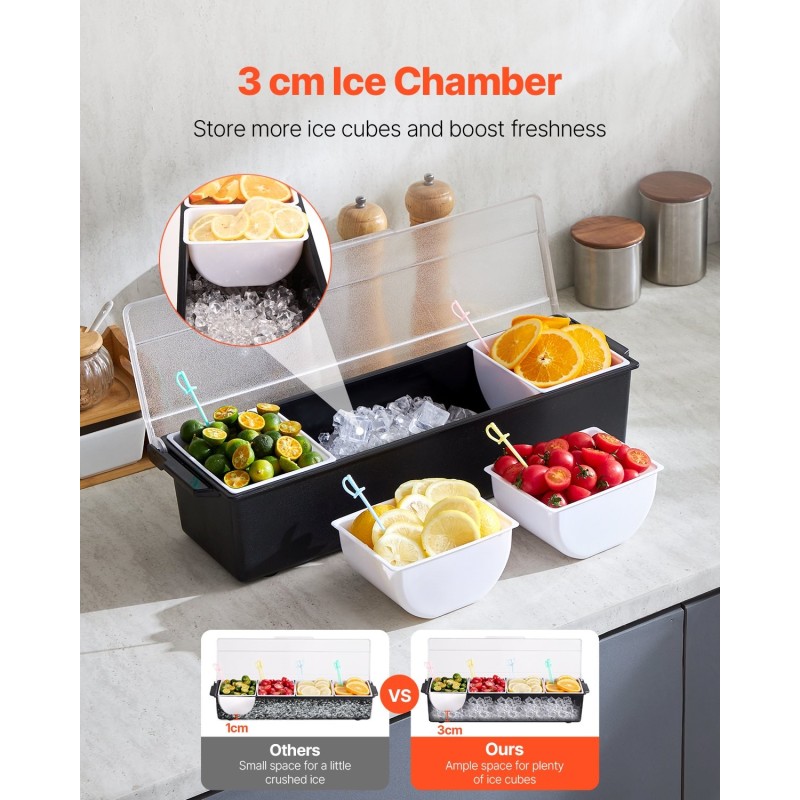 Viilennettävä lisäkeastia 4 lokeroa 800 ml läpinäkyvä kääntökansi BPA-vapaa muovi