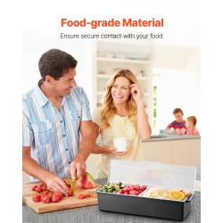 Viilennettävä lisäkeastia 4 lokeroa 800 ml läpinäkyvä kääntökansi BPA-vapaa muovi