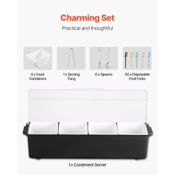 Viilennettävä lisäkeastia 4 lokeroa 800 ml läpinäkyvä kääntökansi BPA-vapaa muovi