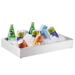 Pöytämallinen tarjoiluastia ruostumatonta terästä yksi lokero kahdeksan litran jäävati läpinäkyvä kaarikansi