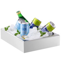 Työtason tarjoiluastia ruostumatonta terästä puolikokoinen ruokapannu läpinäkyvällä kannella jääkaukalolla