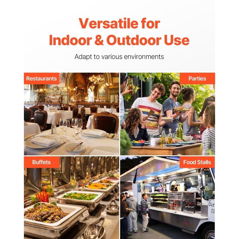 Työtason tarjoiluastia ruostumatonta terästä puolikokoinen ruokapannu läpinäkyvällä kannella jääkaukalolla