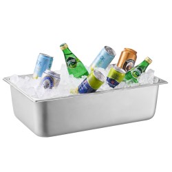 Pöytätason kylmä ja lämpövitriini ruostumattomasta teräksestä neliosainen 2 5 litraa vuokaa kohden