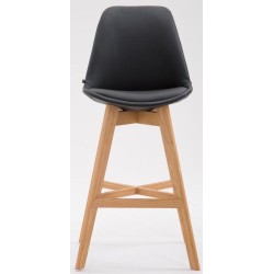 Tyylikäs baarijakkarapari puisella rungolla ja keinonahkaistuimella