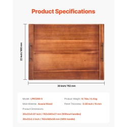 Liesikansi akaasiapuinen 76,2×55,9 cm kaasu- ja sähköliedelle kahvoilla