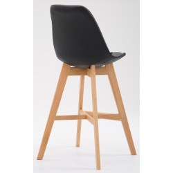 Tyylikäs baarijakkarapari puisella rungolla ja keinonahkaistuimella