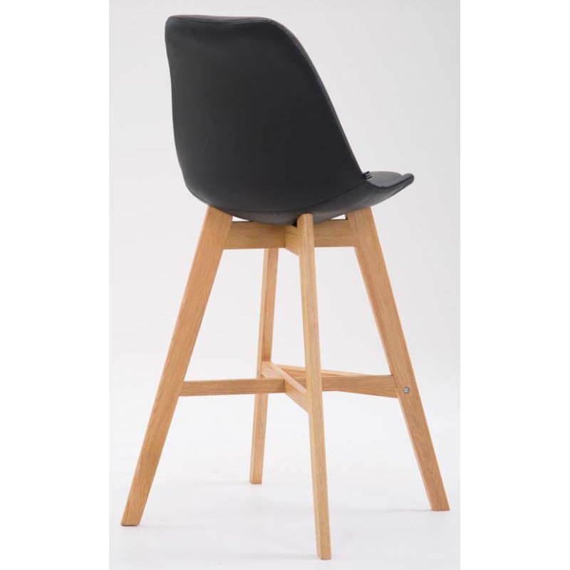 Tyylikäs baarijakkarapari puisella rungolla ja keinonahkaistuimella