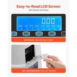 Kolikkolaskuri ja lajittelija 8 eri eurokolikolle 850 kolikon säiliö 147 kolikkoa minuutissa