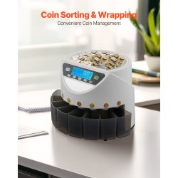 Kolikkolaskuri ja lajittelija 8 eri eurokolikolle 850 kolikon säiliö 147 kolikkoa minuutissa