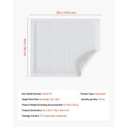 Kertakäyttöinen 5-kerroksinen monikäyttöinen vuodesuoja 30 x 36 tuumaa 75 kpl