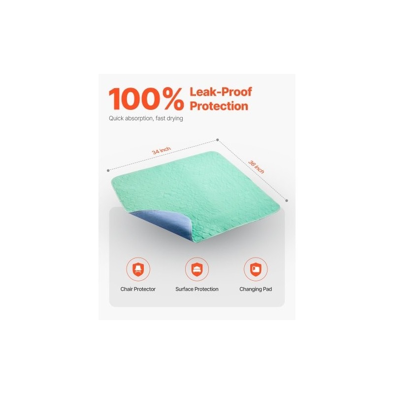 Vuodesuoja lateksiton 34×36 tuumaa 6 kappaletta konepestävä