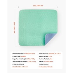 Vuodesuoja lateksiton 34×36 tuumaa 6 kappaletta konepestävä