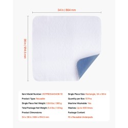 Suojalakana lateksiton konepestävä 34 x 36 tuuman 10 kpl uudelleenkäytettävä