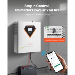 Hybridi-aurinkoinvertteri 3500W 24V 100A MPPT-lataussäätimellä puhdas siniaalto WiFillä