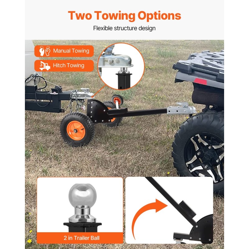Perävaununsiirtäjä hiiliteräsrunko maksimi 680 kg aisapaino 16 tuuman ilmakumit 50,8 mm vetokuula