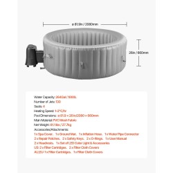 Täytettävä ulkoporeallas PVC verkkomateriaali 4–6 hengelle 130 hierontasuihkua läpimitta 208 cm