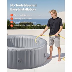 Täytettävä poreallas PVC-verkkomateriaali ulkokäyttöön halkaisija 240 cm 6–8 hengelle