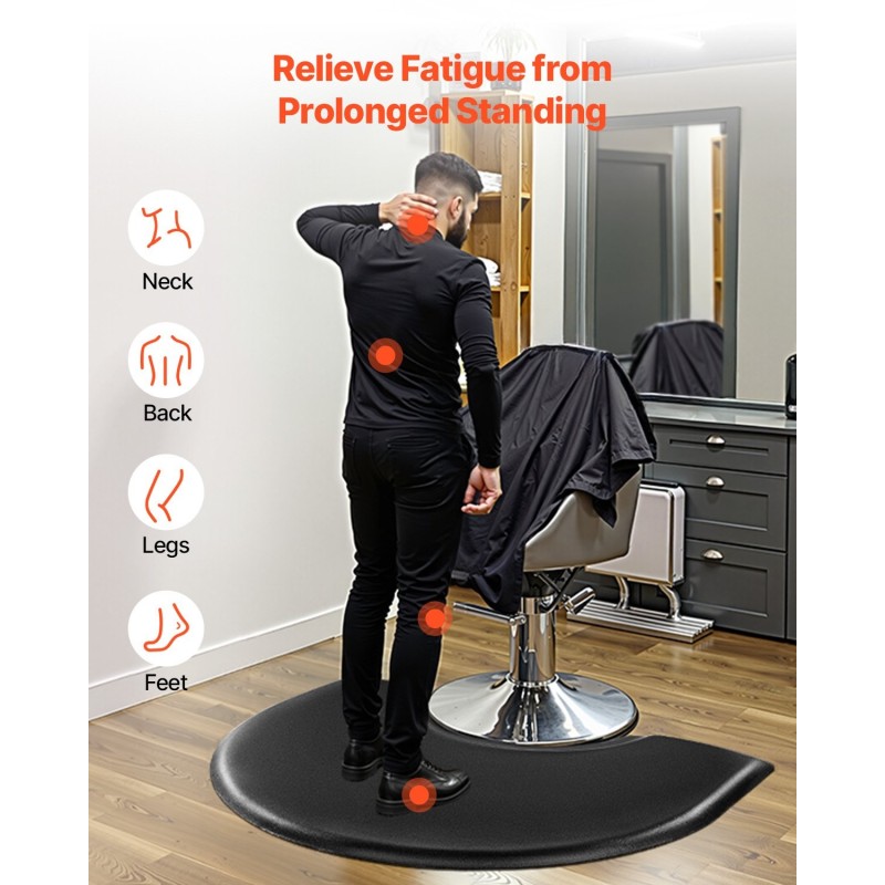 Kampaamotuolimatto puoliympyrän muotoinen PVC-pinnalla 1220 x 930 mm 25 mm PU-vaahto