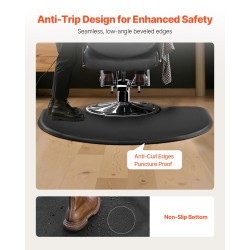 Kampaamotuolimatto puoliympyrän muotoinen PVC-pinnalla 1220 x 930 mm 25 mm PU-vaahto