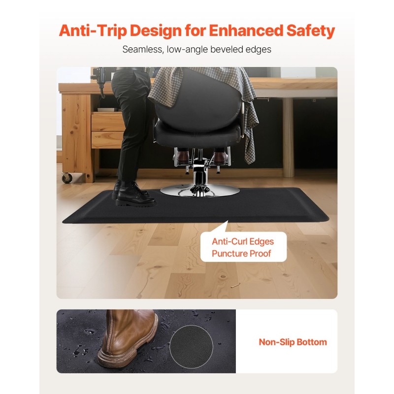 Kampaamomatto PVC-pintainen NBR-vaahto 1525 x 910 mm 13 mm paksu ammattikäyttöön