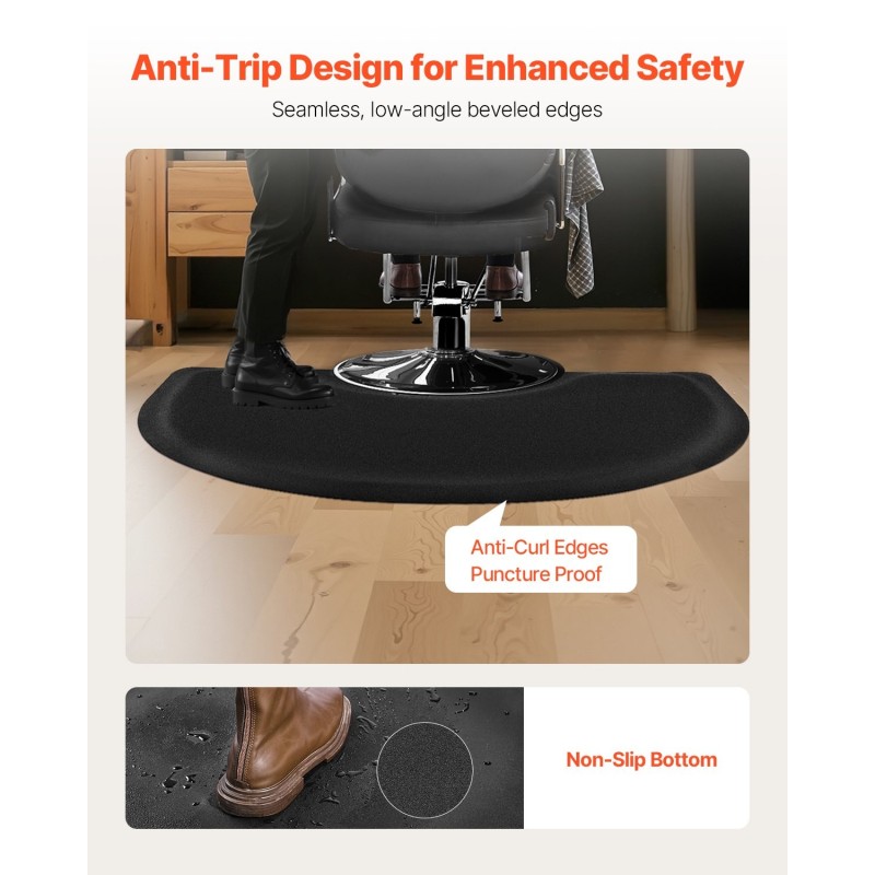 Kampaamomatto puoliympyrä muovipintainen NBR-vaahto 1220 x 905 mm