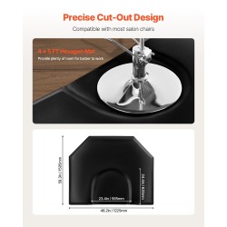 Kampaamomatto kuusikulmainen PVC-pintainen 1225×1505 mm 25 mm PU-vaahto mattamusta