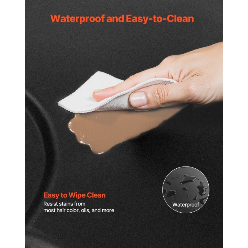 Kampaamomatto kuusikulmainen PVC-pintainen 1225×1505 mm 25 mm PU-vaahto mattamusta