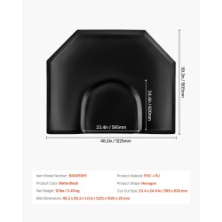 Kampaamomatto kuusikulmainen PVC-pintainen 1225×1505 mm 25 mm PU-vaahto mattamusta