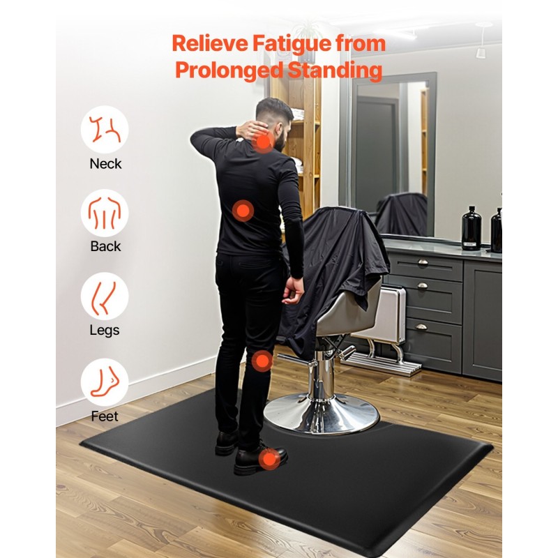 Seisomismatto PVC PU 23 mm paksu 1525x915 mm aukolla 640x300 mm kampaamotuolille