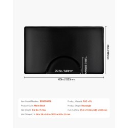 Seisomismatto PVC PU 23 mm paksu 1525x915 mm aukolla 640x300 mm kampaamotuolille