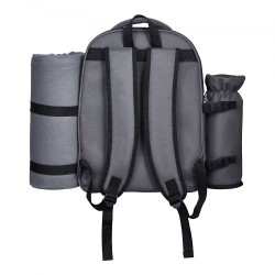 Piknikreppu 20 l 600D Oxford kangas tummanharmaa eristetty viilennysosasto irrotettavalla pullotelineellä